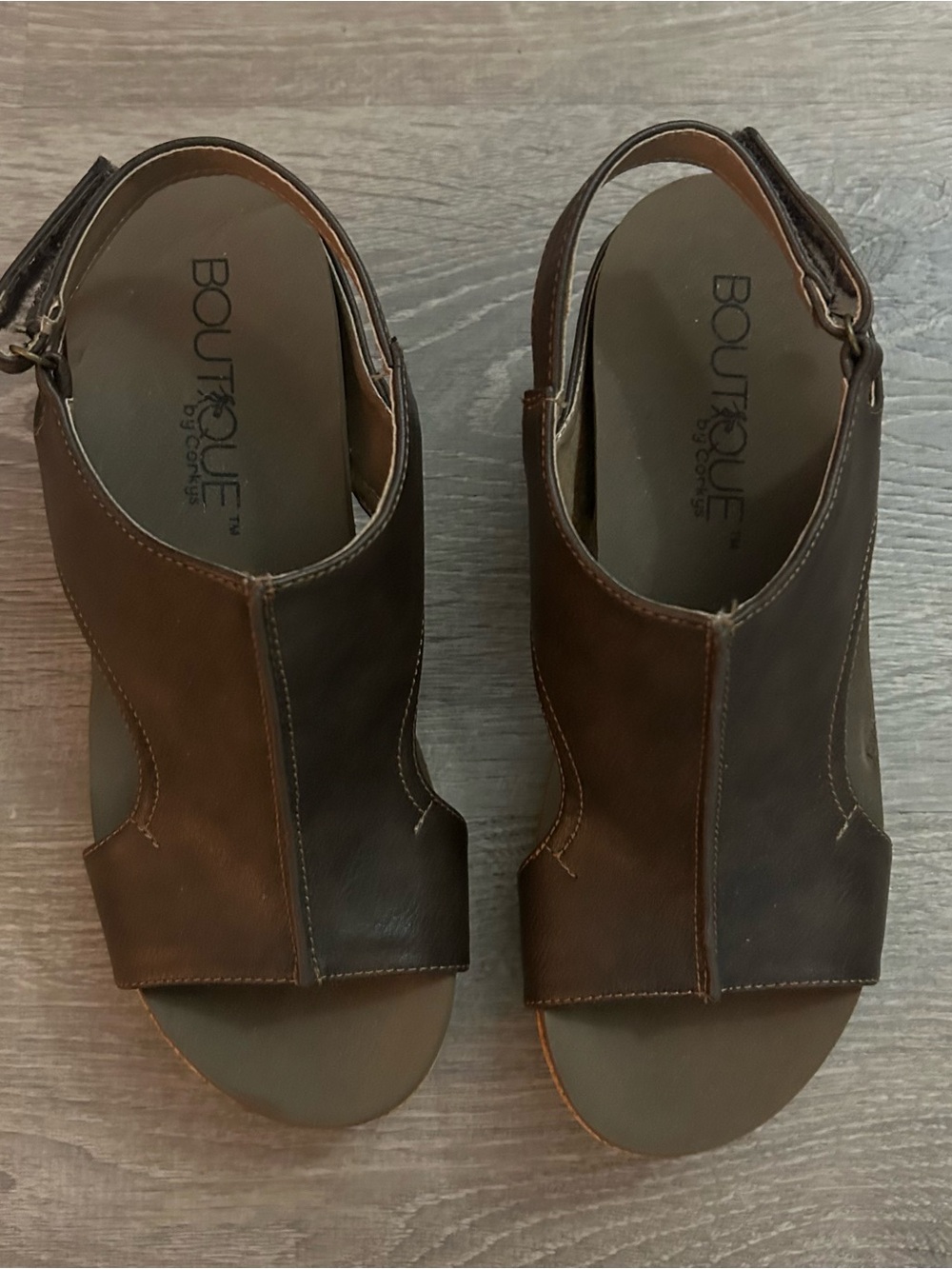 Corkys Carley Wedge Brown Sandal Size 7 - Picture 3 of 10